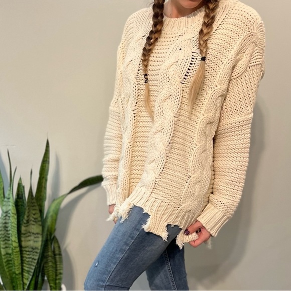 HYFVE Cable Knit Sweater in Cream/Beige - Picture 2 of 8